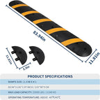 4 Pack 6FT Speed Bumps for Road, Heavy Duty 25,000 Lbs Capacity Traffic Rubber Speed Humps with 2 Channel Floor Cord Cover for Asphalt Concrete Gravel Driveway Road Cable Protector Ramp