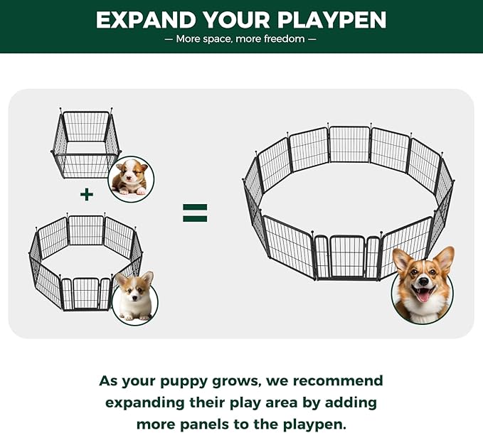 FXW Rollick Unleashed Dog Playpen for Indoor, Yard, RV Camping, 24 inch 4 Panels for Small and Puppy Dogs, Black│Patented