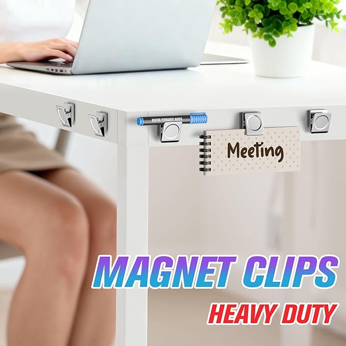 24 Pack Large Magnetic Clips Heavy Duty, Strong Magnet Clips for Notes, Fridge Magnets, Refrigerator Magnets Clip for Organization, Chip Clip Magnets for Whiteboard, Classroom, Cruise, Office