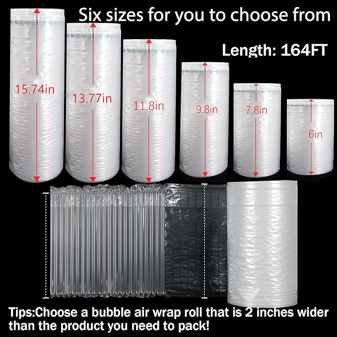 Inflatable Bubble Wrap, 13.77inch*164ft Air Pillows For Shipping Air Bubble Wrap Bubble Cushioning Wrap for Packaging Moving(13.77inch*164ft)