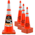 Xpose Safety 36 Inch Orange Traffic Cones with 6" & 4" Collars, 12-Pack - Multipurpose PVC Plastic Safety Cone for Parking, Soccer, Caution, Kids and Construction - DOT Approved