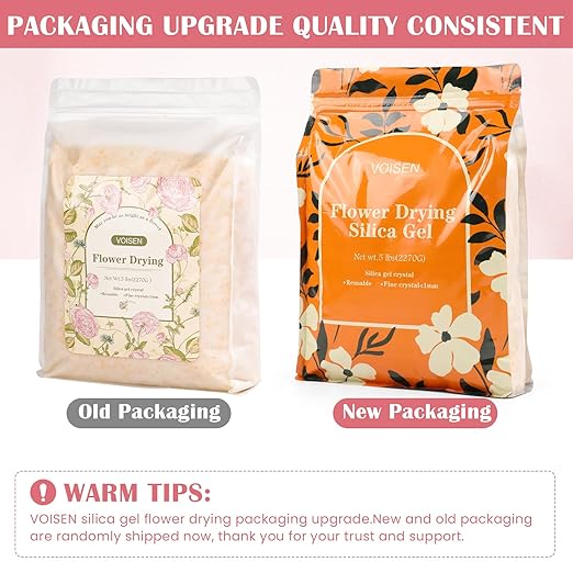 VOISEN Silica Gel Flower Drying, 10LBS Silica Gel for Drying Flowers,Color Indicating Flower Preservation Kit Contains Flowers Desiccant, Brush, Gloves, Plastic Box