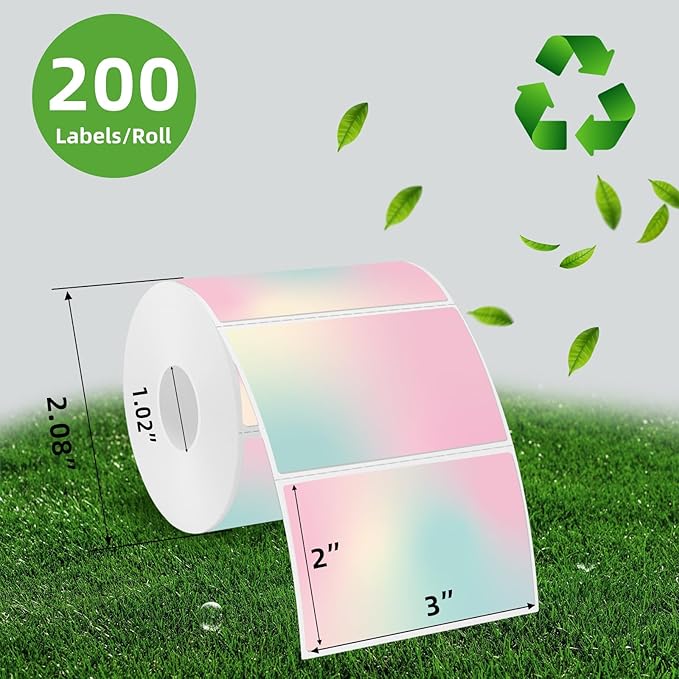 3x2 inch Pink Direct Thermal Labels for Shipping, Barcodes, Address, Waterproof Thermal Stickers Compatible with Rollo Label Printer & Zebra Desktop Printers- Gradient Color
