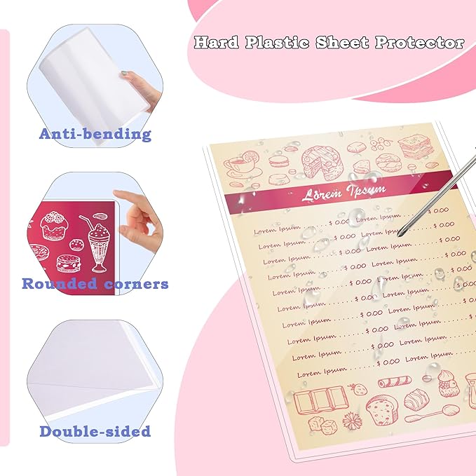 AKONEGE 6PCS 8.5" x 11" Rigid Print Protectors, Clear Hard Plastic Page Sheet Protectors, Hard Plastic Sleeves for Paper Photo Poster, Document Holder Birth Certificate Protector