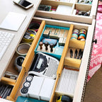 ANTOWIN Bamboo Drawer Dividers Organizers, Drawer Separators Splitter,13-17 inches Long Adjustable Spring-loaded Organizer for Large Utensil, Clothes, Tools Drawers (4+3)