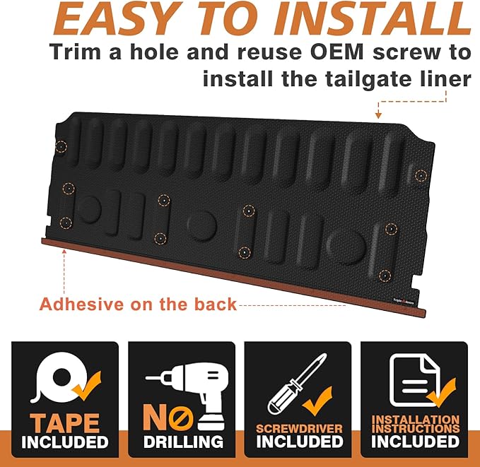 TripleAliners Tailgate Mat Compatible with 2022-2024 2025 Ford Maverick & Hybrid Model Tailgate Accessories Liner Protector All Weather TPE Custom Fit (Won't Fit Drop-in Liners)