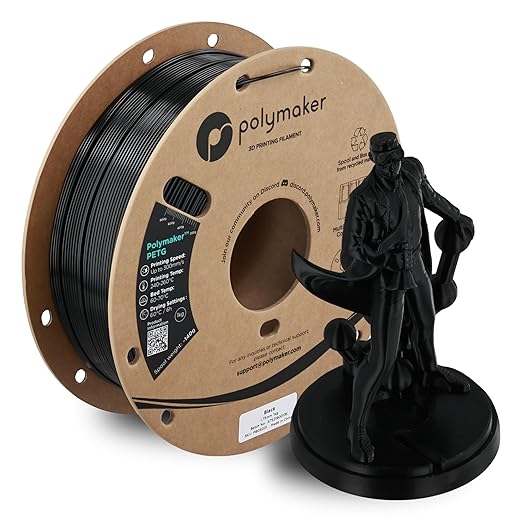 Polymaker PETG Black 3D Printer Filament 1.75mm 1kg, High Speed PETG up to 300mm/s, High Strength New Formula, Excellent Layer Adhesion, Warp Free, Compatible with Most 3D Printers