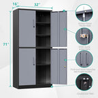Metal Storage Cabinets with Doors and Shelves,71" Metal Garage Storage Cabinet with Lock,Gray Steel Cabinet with Locking Doors,4 Door Lockable Storage Cabinets for Garage,Home,Office