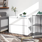 File Cabinets 2 Drawer, Metal Office Storage Filing Cabinet with Lock, White Lateral Filing Cabinet for Home Office,Horizontal Two Drawer File Cabinets for Legal/Letter,Assembly Require,White