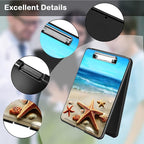 Clipboard with Storage,Office Supplies Nursing Clipboards Folder with Pen Holder Plastic Foldable Clip Board with Storage for Nurse Teacher,Beach Starfish