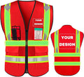 YOWESHOP High Visibility Reflective Safety Vest with Pockets Custom Your Logo Safety Workwear