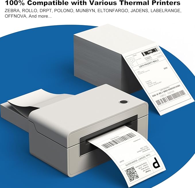 4”x6” Thermal Labels 4000 Labels, Shipping Label Thermal Paper for Thermal Printers Zebra & Rollo (4 Packs of 1000)