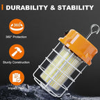 100W LED Temporary Work Light 15000lm Construction Lights 5000K Temp Light, Temp Work Lights Stainless Steel Guard Sturdy Hook Hanging for Outdoor Indoor High Bay Fixture Mine Workshop Jobsite