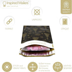 Inspired Mailers - Holiday Poly Mailers 6x9-100 Pack - Christmas Trees and Snowflakes (Black/Gold) - Small Shipping Bags 6x9 - Small Package Bags