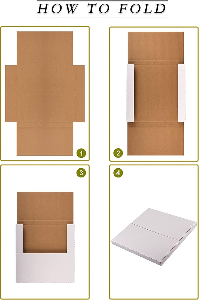 White 12" Vinyl Record Shipping Boxes, 12.8"L x 12.8"W x 1"H Corrugated Cardboard LP Album Mailers Boxes with Fragile Stickers, 25 Pack