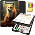 Clipboard with Storage,Office Supplies Nursing Clipboards Folder with Pen Holder Plastic Foldable Clip Board with Storage for Nurse Teacher,Maple Leaf Fox