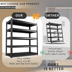 81" H Garage Shelving Heavy Duty Storage Shelves Adjustable Garage Shelves 5 Tier Metal Shelving Unit Utility Rack Shelf for Storage Warehouse Pantry (81 "H x 46 "W x 20" D)
