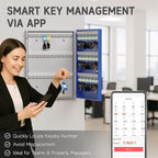 WeHere 72 Key Lock Box Wall Mount, Smart Key Cabinet with Key Tags, use OTP Share/APP Blutooth/Fixed Code Unlock,Large Key Safe Security Storage for School/Realtors/Office Key Management