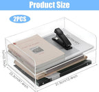 2 Pack Stackable Acrylic Paper Organizer Tray Clear Desk Letter Tray for Office A4 Size Clear Workspace Office Supplies Organizers Transparent Document Sorter