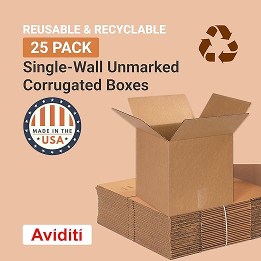 Aviditi 13 x 13 x 13 Corrugated Cardboard Boxes, Medium 13"L x 13"W x 13"H, Pack of 25 | Shipping, Packaging, Moving, Storage Box for Home or Business, Strong Wholesale Bulk Boxes