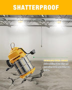 LED Temporary Work Light 100W 5000K 13,000lm, JC-LGL Outdoor Construction Lights Job Site Lighting 10ft Cord Dust Waterproof Hanging Lightin