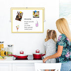 Magnetic Dry Erase White Board, 16" x 12" Double-Sided Golden Aluminum Frame Desktop Whiteboard with Stand, Portable Small Whiteboard Set for Drawing, Office, Home, School