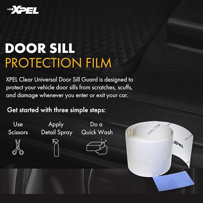 XPEL Clear Universal Door Sill Guard - 60" x 2.75" - Ultimate Protection for Car or Truck Door Sills against High Traffic and Damage, Easy to Install Interior Protection Film Kit
