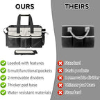 Boczif Cleaning Caddy Bag Wearable, Cleaning Caddy Supplies Organizer with Handle, Shoulder Straps & Detachable Divide, Cleaning Tool Organizers Tote Bag for Cleaners & Housekeepers (White)