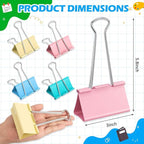 24 Pack 4 Color 3 Inch Jumbo Binder Clips, Extra Large Binder Clips Heavy Duty Paper Clamps for Office and Home Supplies