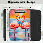 Clipboard with Storage,Office Supplies Nursing Clipboards Folder with Pen Holder Plastic Storage ClipBoard Foldable for Teacher Nurse,Sunset Flamingo