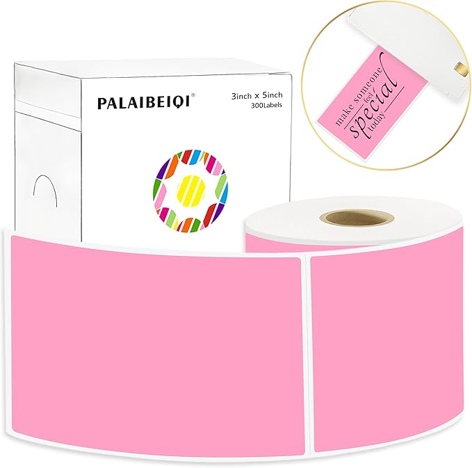 3x5 Inch Thermal Label Stickers,300Pcs Waterproof Rectangle Labels for Storage Bins,Moving Boxes,Address & Inventory Organization,Small Business Labeling,Pink