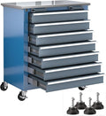 LARBANKE 7-Drawer Rolling Tool Chest with Stainless Steel Countertop,Tool Chest with Secure Locking System,Tool Cabinet with 360°Wheels and Padded Feet,for Home, Garage and Office