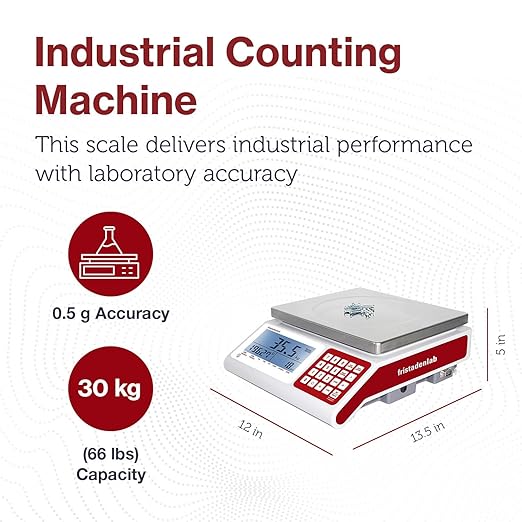 Fristaden Lab Counting Scale | 30 kg x 0.5 g | Industrial Counting Scale for Small Parts | USA Company | Units: g, lbs, oz, kg
