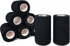 [8 Pack 4" x 5 Yards] Black- Self Adhesive Cohesive Bandage Wrap, Self Adherant Non-Woven Wrap Rolls, Atheletic Tape for Wrist, Ankle, Hand, Leg, Premium-Grade Medical Stretch Wrap