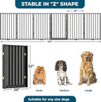 Metal Freestanding Dog Gate Outdoor-6 Panels with Door, Extra Wide Foldable Pet Fence with Pet Monitor Adapter, 32'' Height Tall Dog Gate for Doorways, Stairs, Hallways, Yard, Indoor