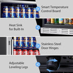 Kalamera 24 inch Beverage Refrigerator - 154 Cans Capacity Beverage Cooler- Fit Perfectly into 24" Space Built in Counter or Freestanding - for Soda, Water, Beer or Wine - For Kitchen, Bar or Office