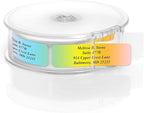 Cascading Rainbow Medley Personalized Return Address Labels with Elegant Plastic Dispenser - Roll of 500 Custom Stickers
