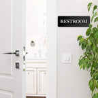 ASSURED SIGNS Restroom Sign - Ideal Bathroom Signs for the Office, Business or Home - 2 Pack - 9" by 3" - Apply to Door or Wall - Nice Bathroom Decor - Strong Double-Sided Adhesives