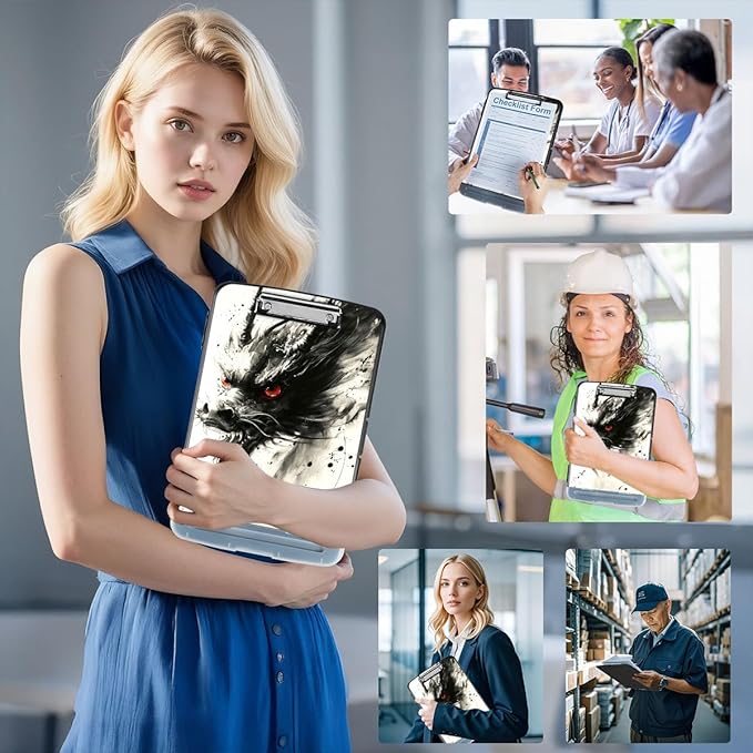Clipboard with Storage Box & Pen Holder,Heavy Duty Clip Boards 8.5x11 for Nursing,High Capacity,School & Office Supplies,Dragon Art