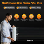 18 inch Stretch Film Shrink Wrap for Moving Supplies, 1 Pack Industrial Strength Stretch Plastic Wrap Roll for Pallet Wrapping Shipping Moving Boxes Storage Furniture,1000ft, Clear