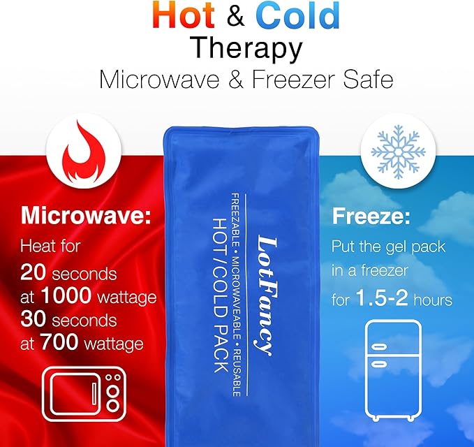 LotFancy Ice Packs for Injuries Reusable, 2 Gel Packs Wrap for Knee Head Neck Ankle Wrist Elbow Foot Legs Back Joint Pain Relief, Hot Cold Therapy for Surgery Recovery, First Aid