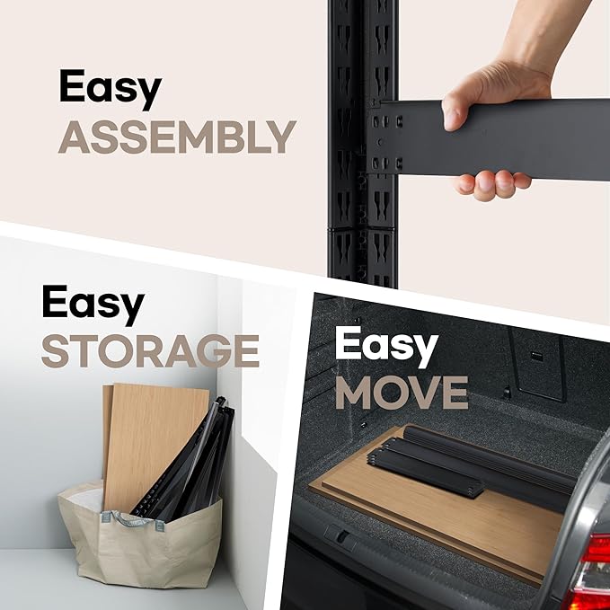 HOMEDANT House 5 Tier Laminated Metal Shelving Unit Adjustable Storage Utility Rack Heavy Duty Shelves Organization Multipurpose Shelf Kitchen Garage Pantry Closet (2, (M) 36.2" W, Black)