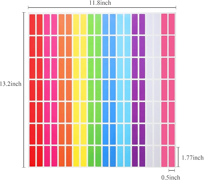 Tallew 2800Pieces 10 Color Coding Labels Rectangle Colored Stickers Assorted Removable Stickers for Classrooms Offices Labeling Marking(0.5" X 1.77")