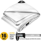 PROTARP Extra Heavy Duty 16 Mil Tarp Cover, Waterproof, UV Resistant, Rip and Tear Proof, Poly Tarpaulin with Reinforced Edges for Roof, Camping, Patio, Pool, Boat. (White 10′ X 10′)