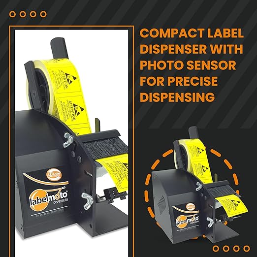 Start International LD3000 Electric Label Dispenser – High-Speed Sticker Dispenser with Automatic Peeling for Small Labels – Compact Design, Adjustable Photosensor, 7.5" Roll Capacity