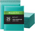Quality Park Bubble Mailers, 8.25 x 11 Shipping Envelopes, Water Resistant Teal Poly Padded Envelopes, Redi-Strip Peel Off Closure, 25 Per Box (QUA85860)