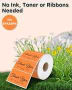 iEager 3" x 2" Thermal Labels, Rectangle Thermal Printer Stickers, Self-Adhesive Durable Sticker with Perforation Line, 500 Labels/Roll, Orange