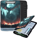 Clipboard with Storage Box & Pen Holder,Heavy Duty Clip Boards 8.5x11 for Nursing,High Capacity,School & Office Supplies,Dragon Castle Fire