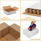 9x7x3 Shipping Boxes Set of 30, White Corrugated Cardboard Box for Mailing Business Packaging