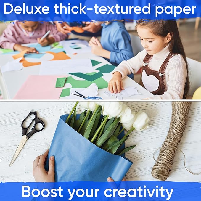 18" x 1200" (100 ft) Dark Blue Kraft Paper (Case of 16 Rolls), 45 lbs Thickness, Made in USA Kraft Paper for School, Art Colored Paper, Gift Wrapping Paper, Packing Paper for Moving